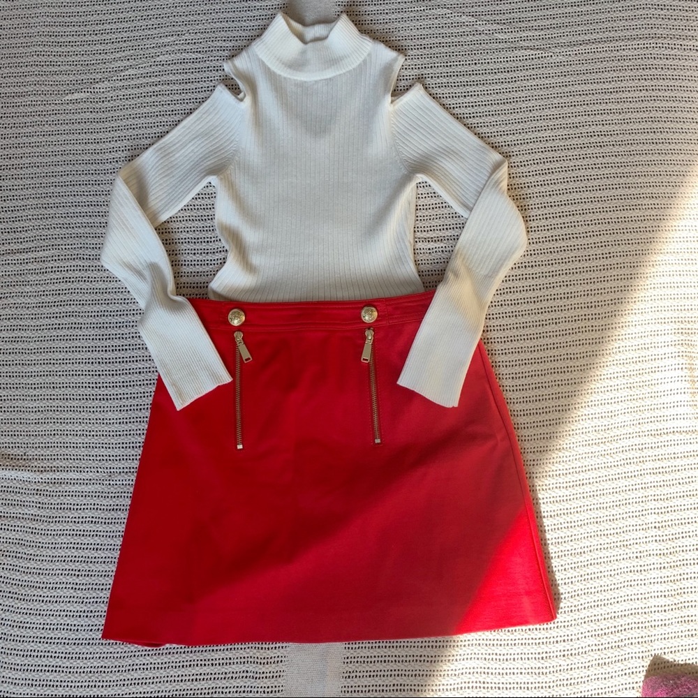 Express Red Skirt with Gold Zippers ❤️ Medium